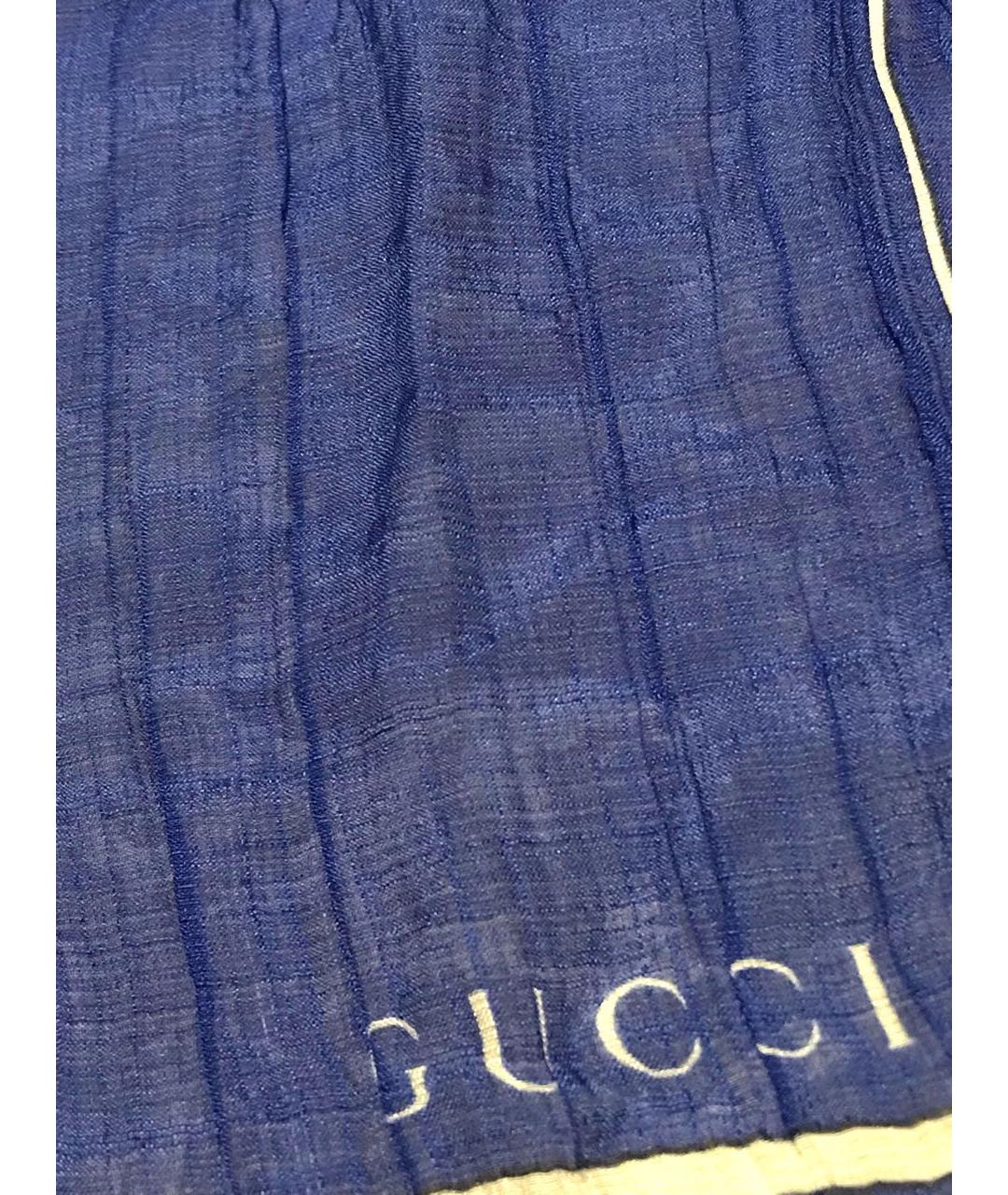 GUCCI Синий шелковый платок, фото 2