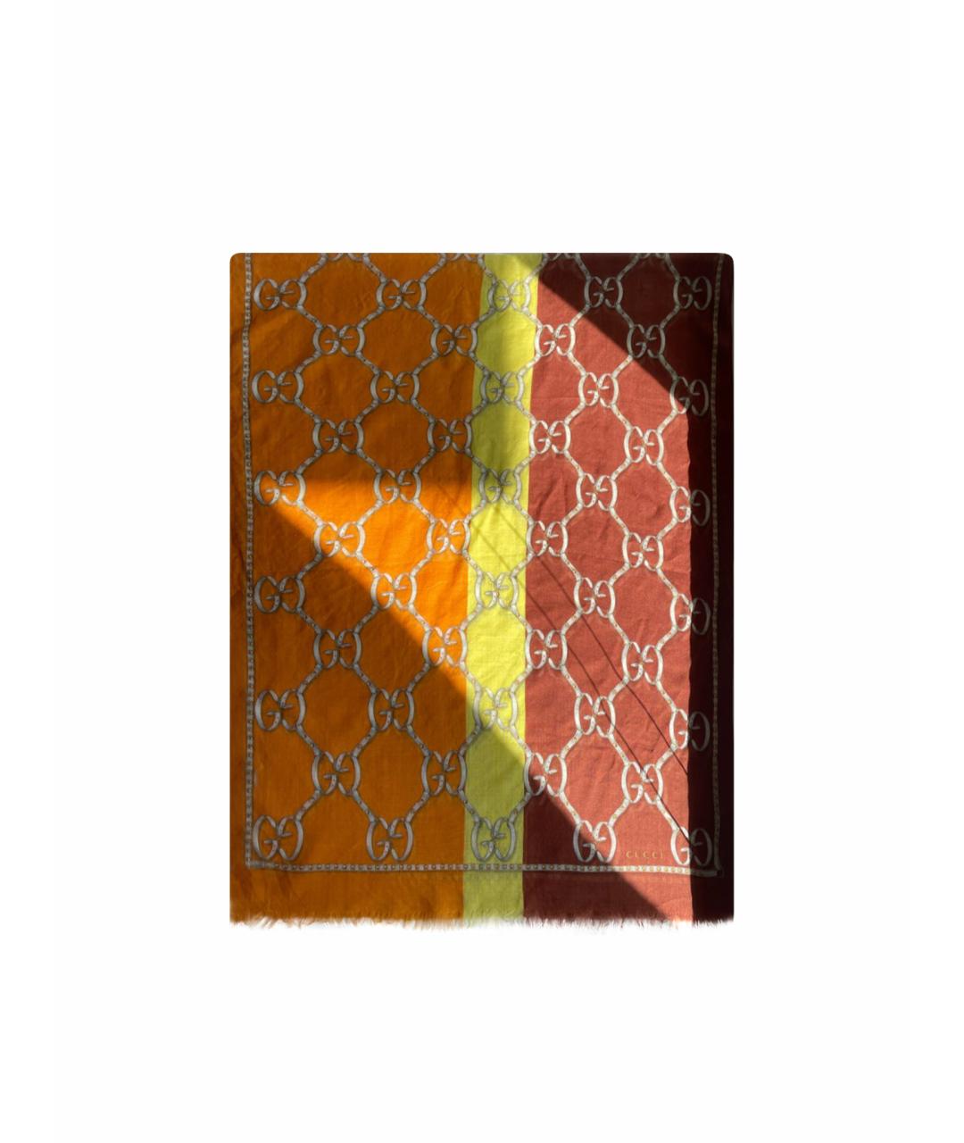 GUCCI Оранжевый шерстяной шарф, фото 1