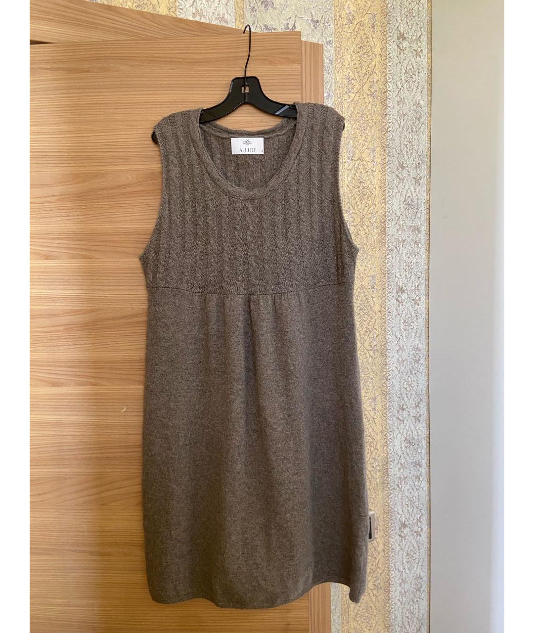 ALLUDE Коричневое кашемировое повседневное платье, фото 9