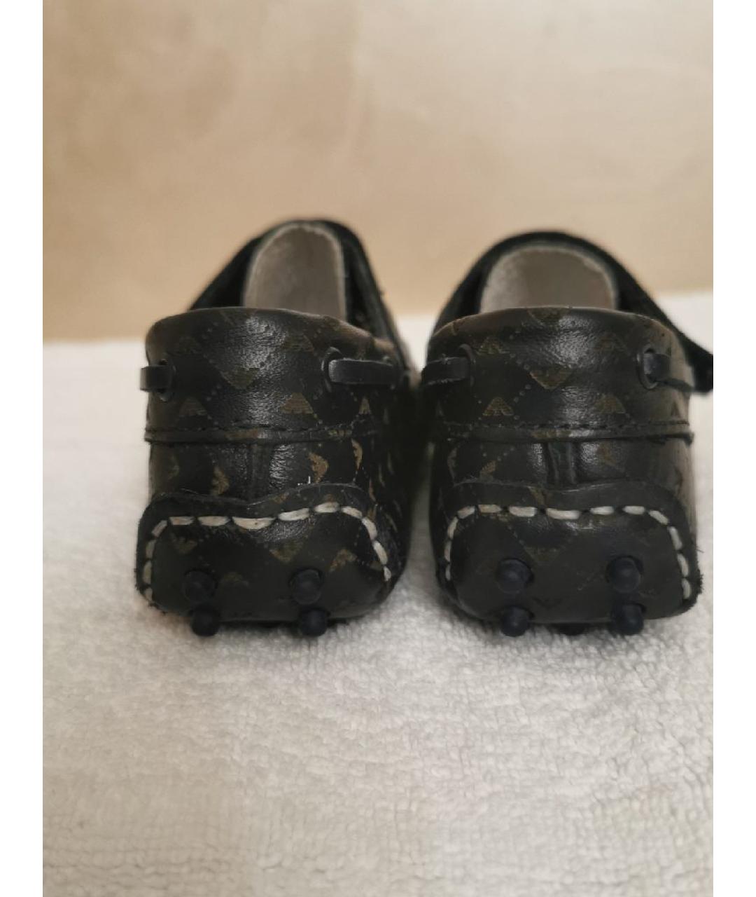 EMPORIO ARMANI KIDS Черные кожаные лоферы и мокасины, фото 4