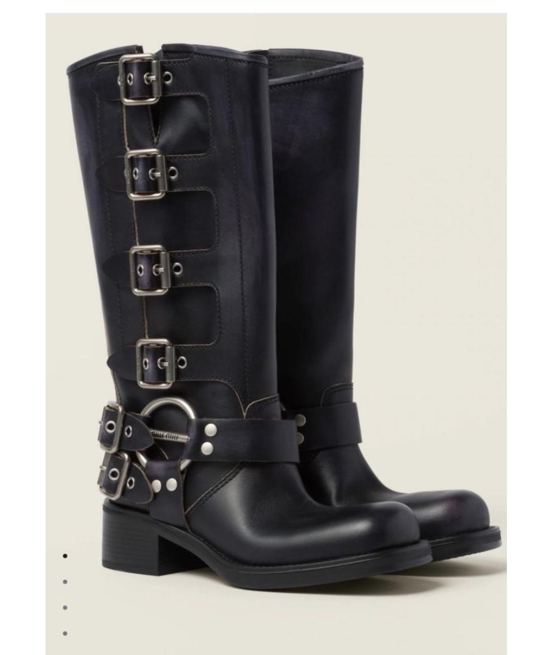 MIU MIU Черные кожаные сапоги, фото 1