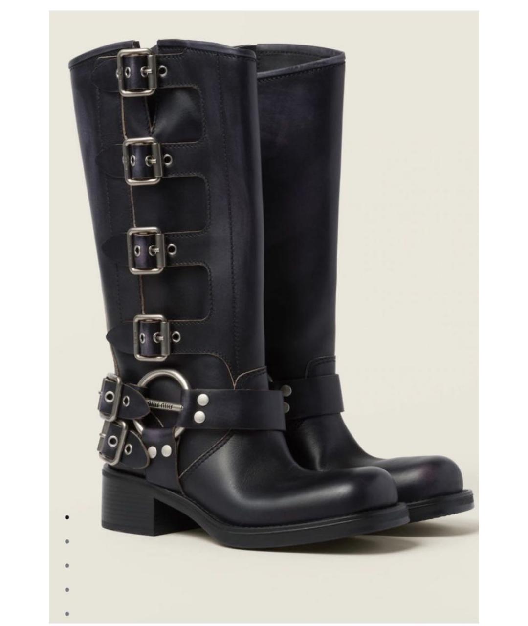 MIU MIU Черные кожаные сапоги, фото 2