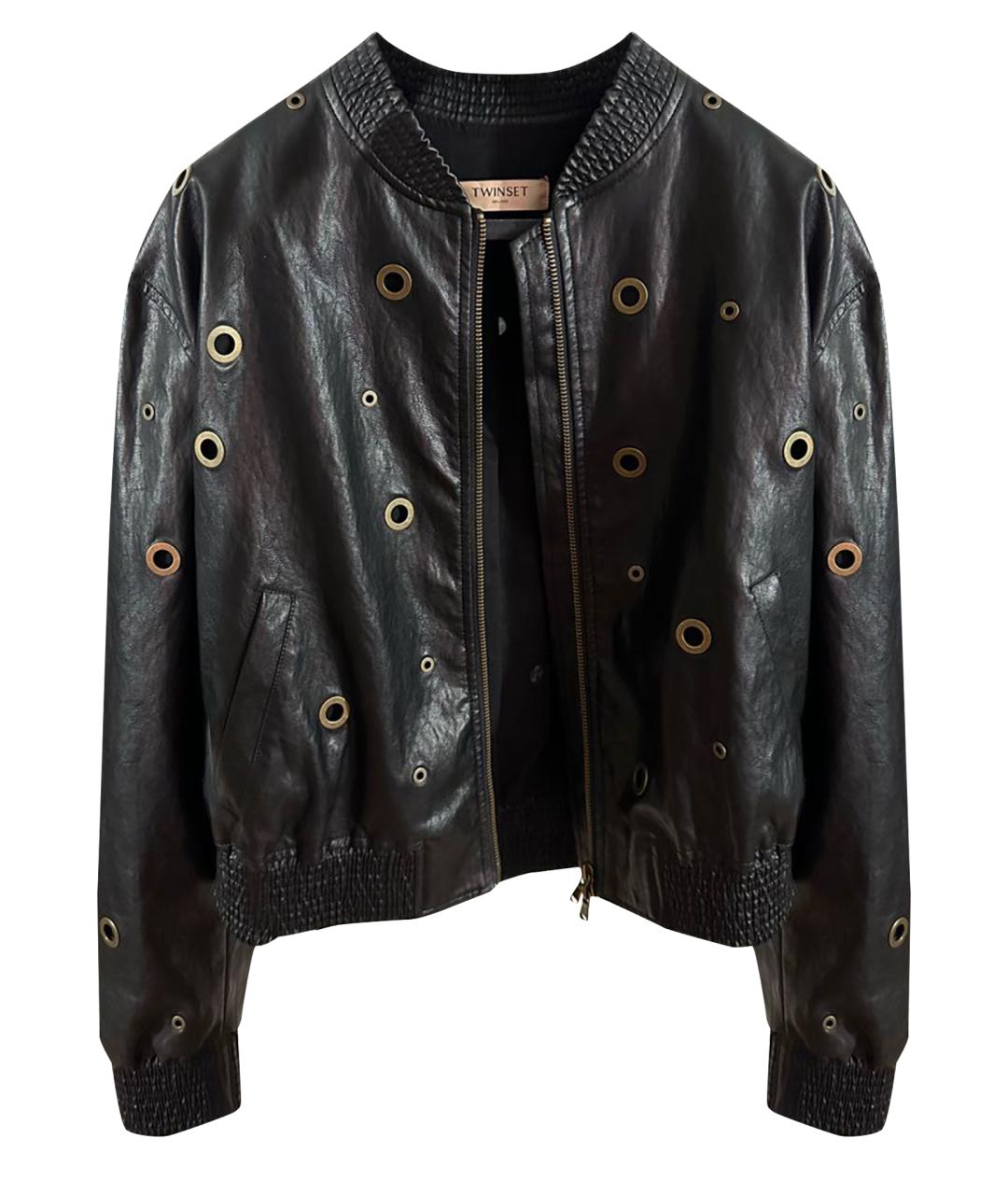 TWIN-SET Черная полиуретановая куртка, фото 1