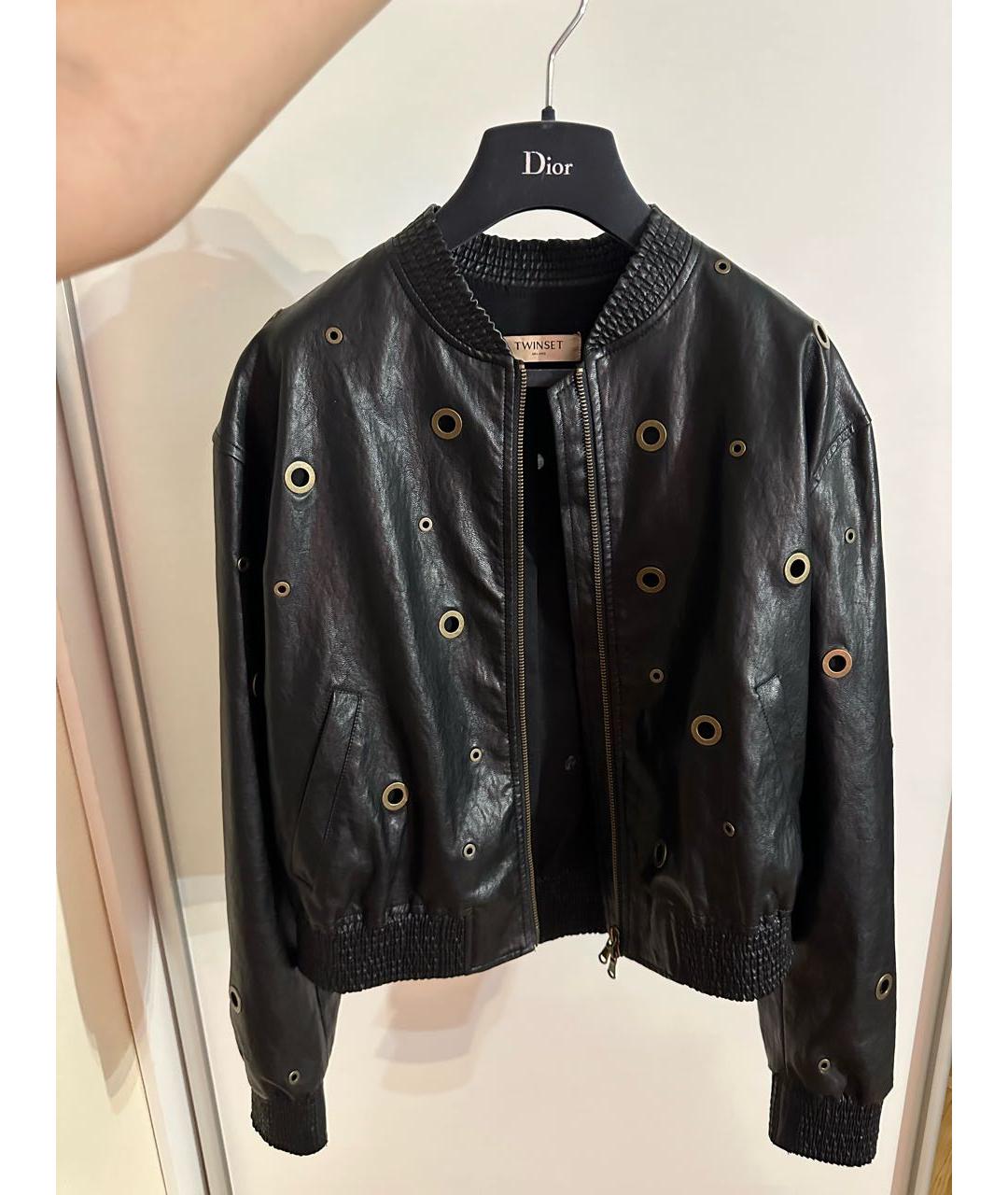 TWIN-SET Черная полиуретановая куртка, фото 4