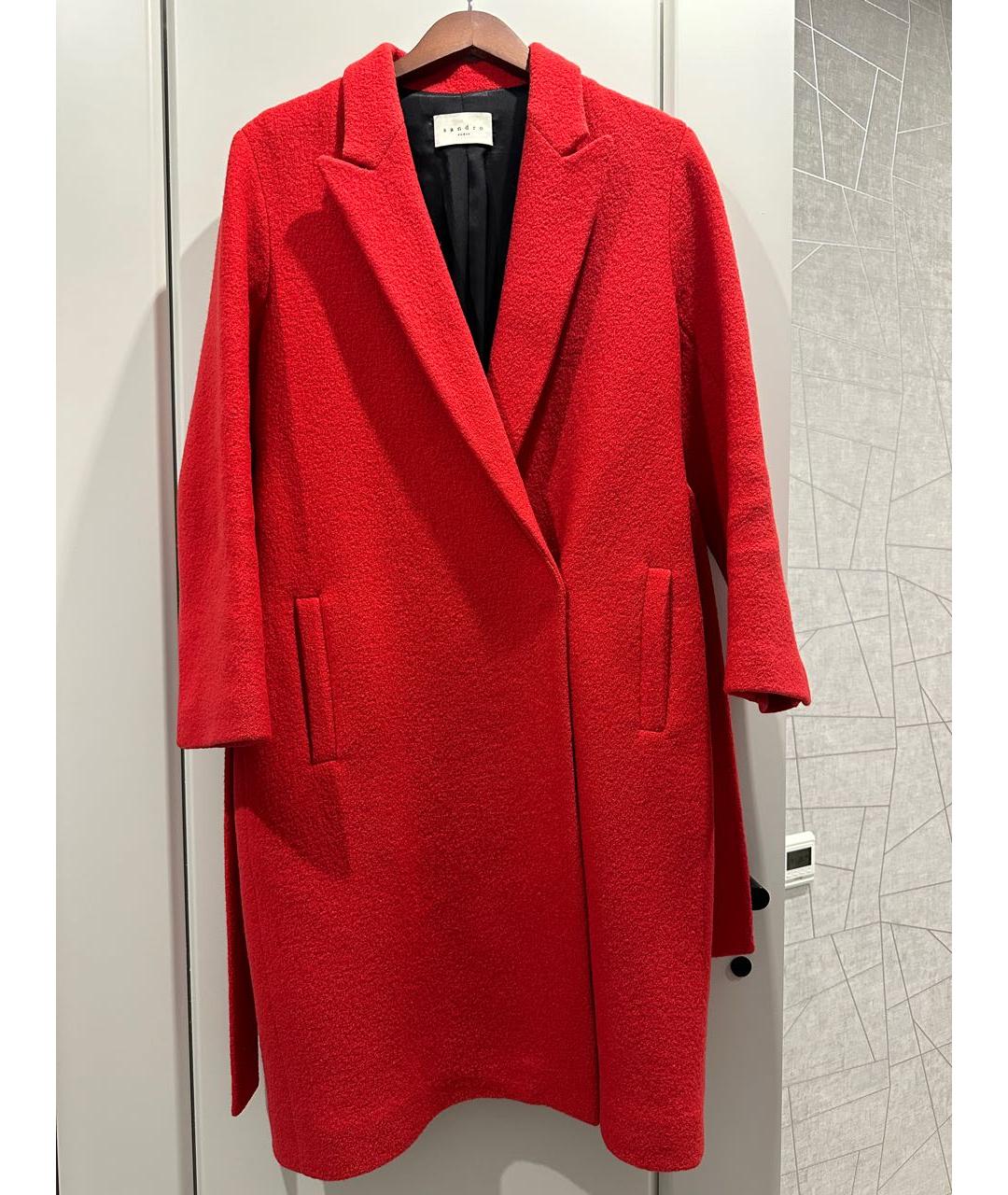 SANDRO Красное шерстяное пальто, фото 6
