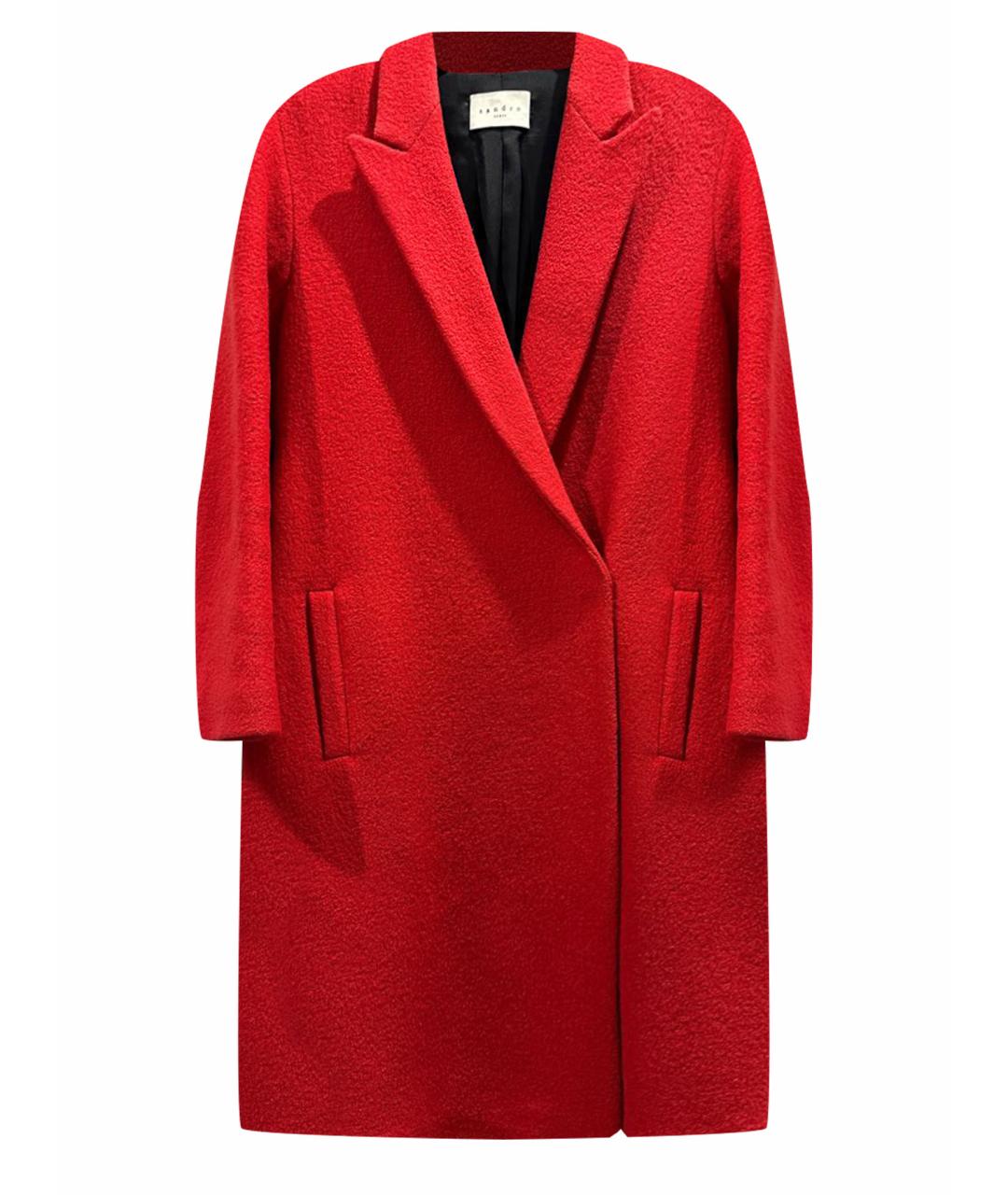 SANDRO Красное шерстяное пальто, фото 1