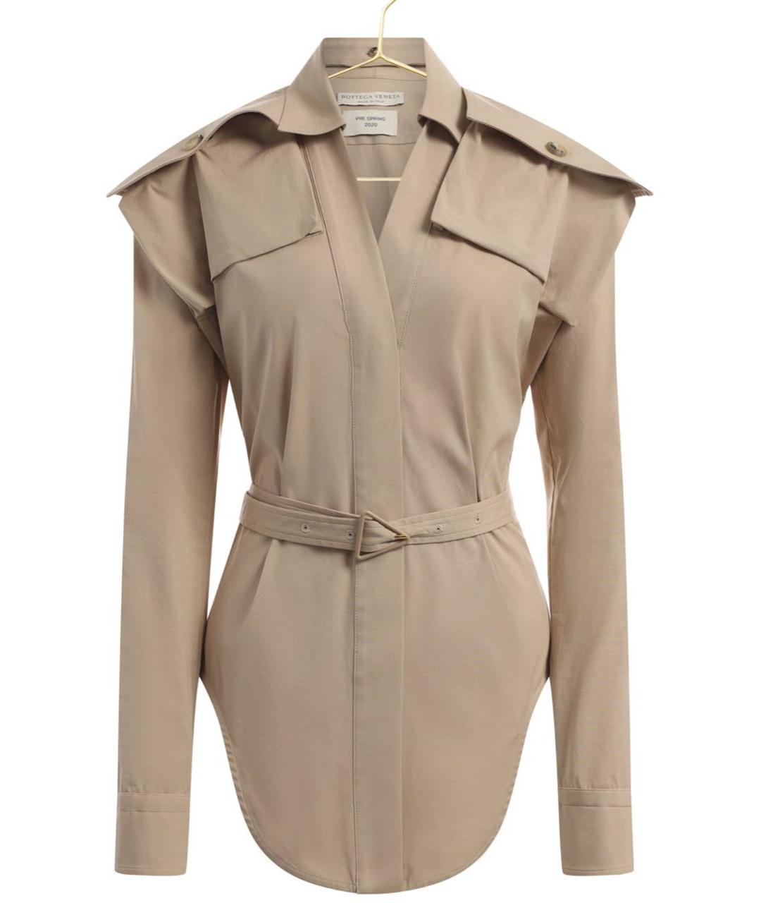 BOTTEGA VENETA Бежевая хлопковая блузы, фото 4