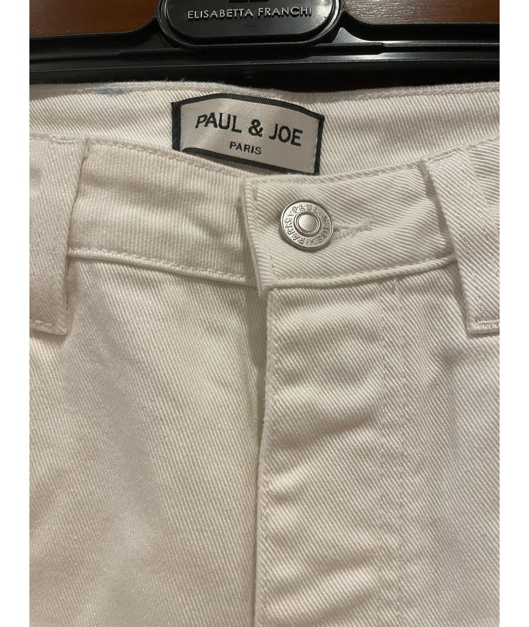 PAUL & JOE Белые хлопко-эластановые прямые джинсы, фото 4
