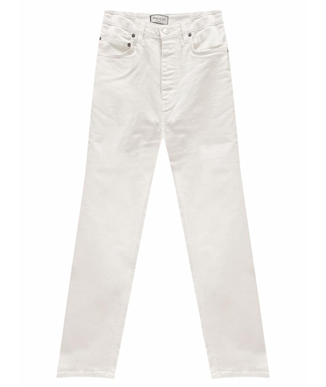 PAUL & JOE Белые хлопко-эластановые прямые джинсы, фото 1