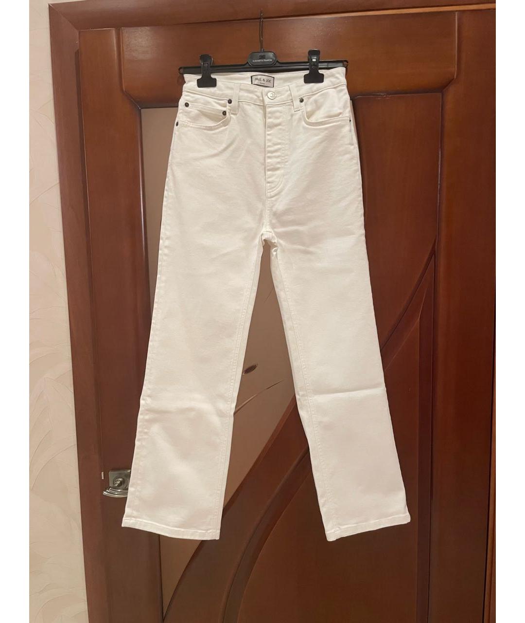 PAUL & JOE Белые хлопко-эластановые прямые джинсы, фото 6