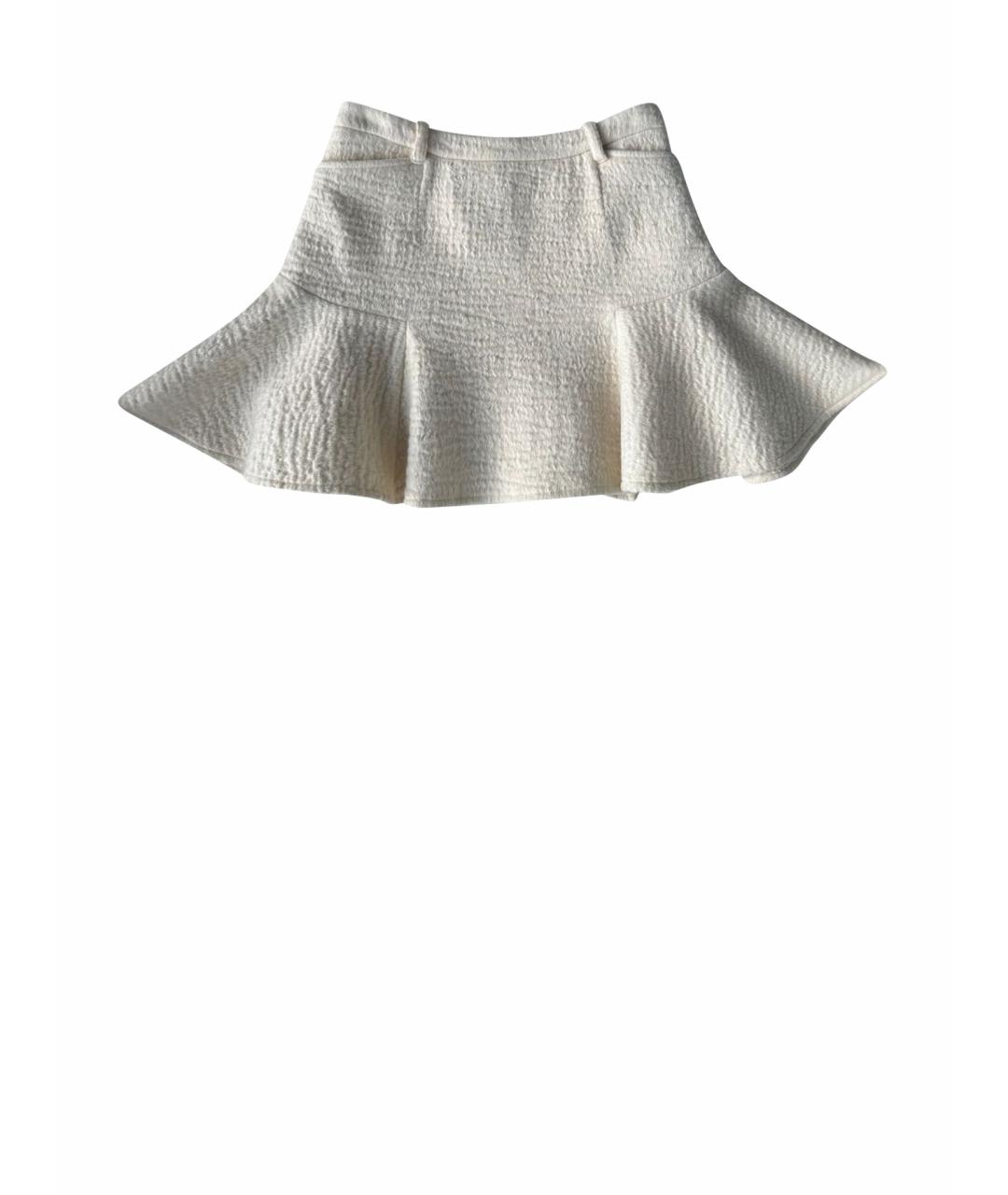 BARBARA BUI Бежевая шерстяная юбка мини, фото 1