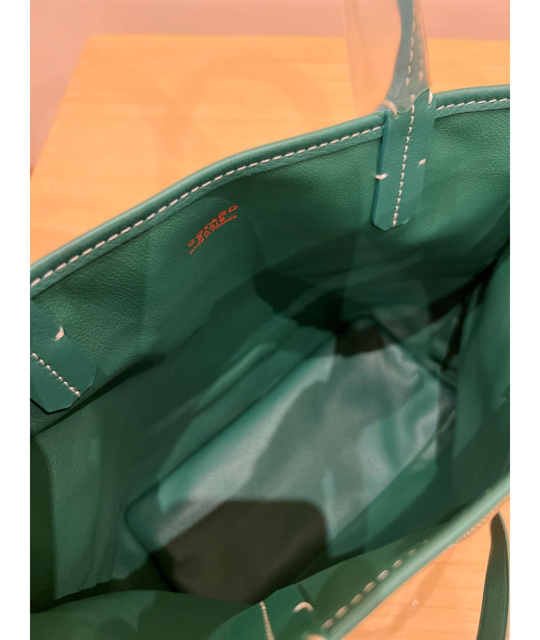 GOYARD Зеленая кожаная сумка тоут, фото 4