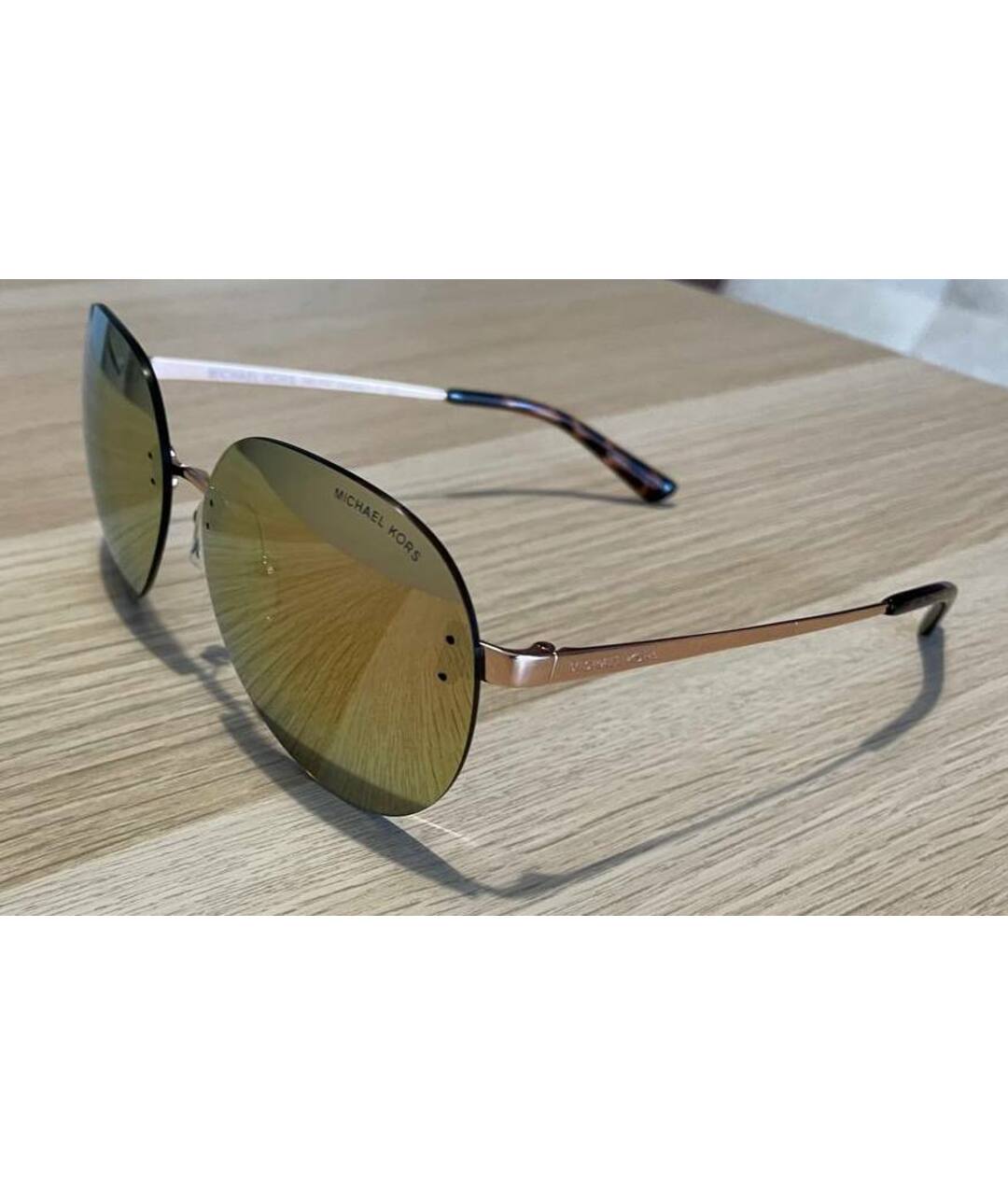 MICHAEL KORS Золотые металлические солнцезащитные очки, фото 5