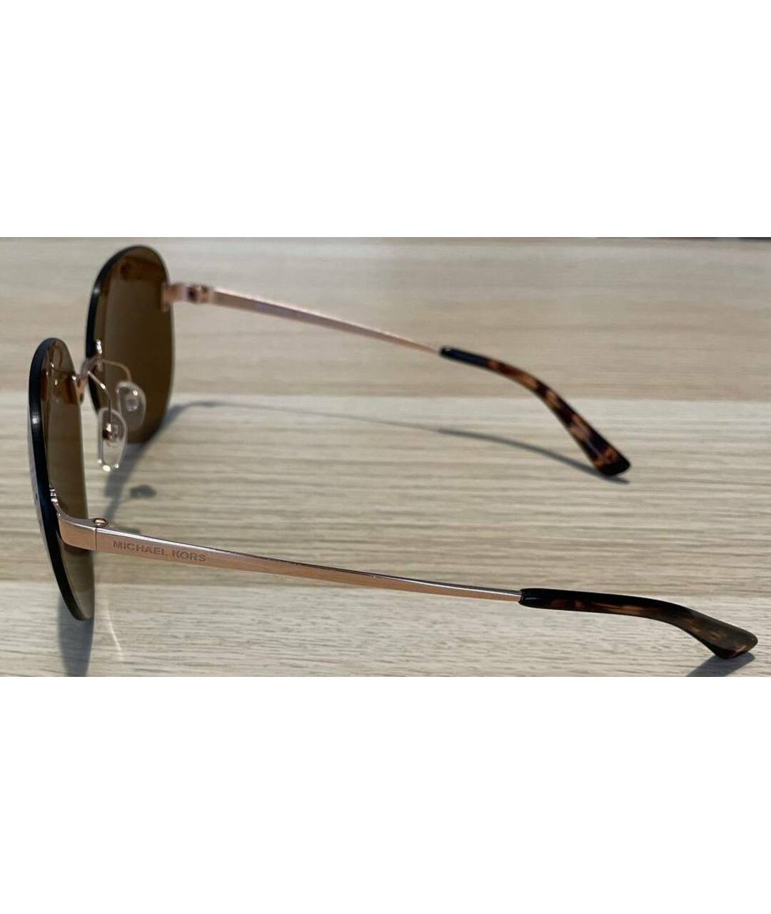 MICHAEL KORS Золотые металлические солнцезащитные очки, фото 2