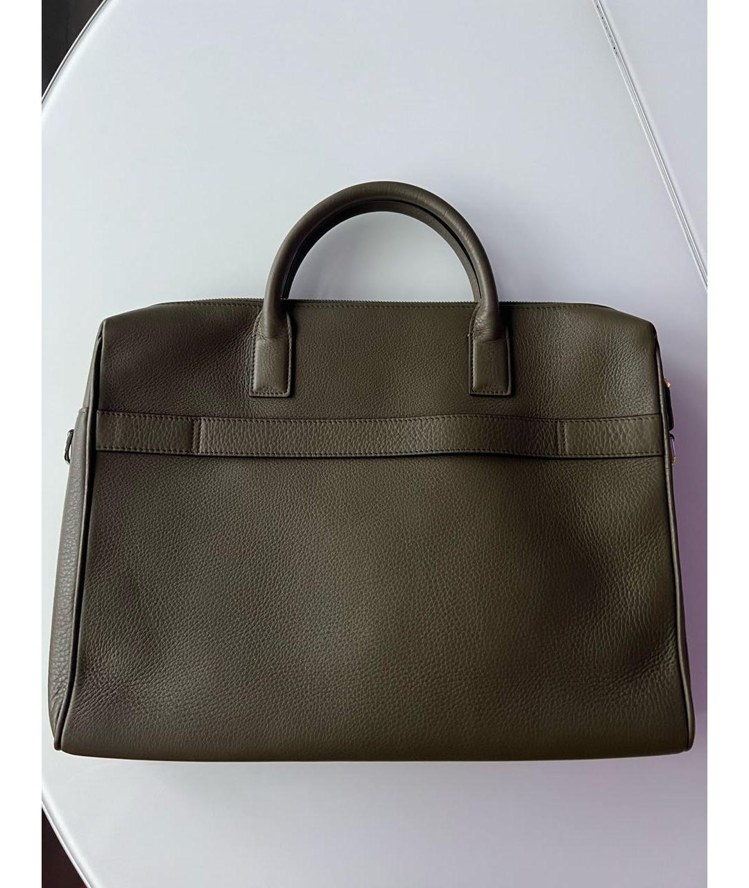 CANALI Хаки кожаный портфель, фото 3