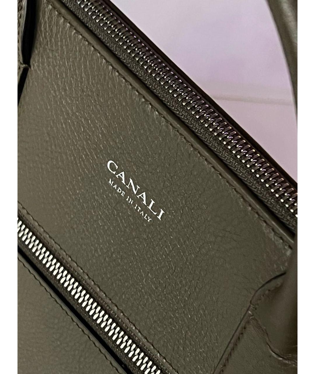 CANALI Хаки кожаный портфель, фото 4