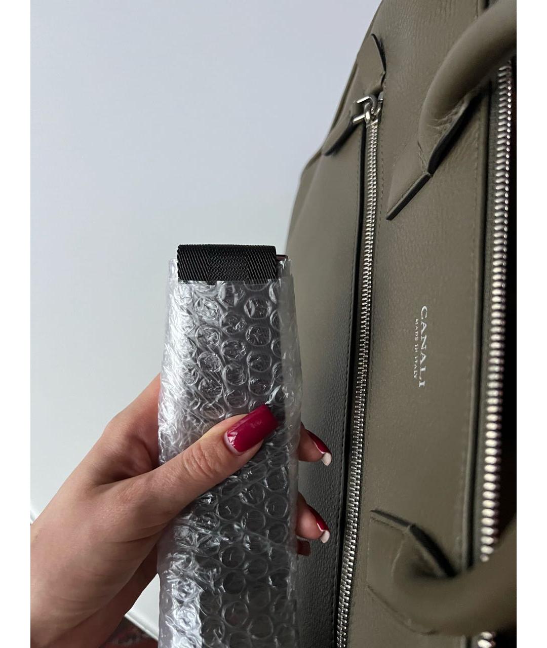 CANALI Хаки кожаный портфель, фото 5