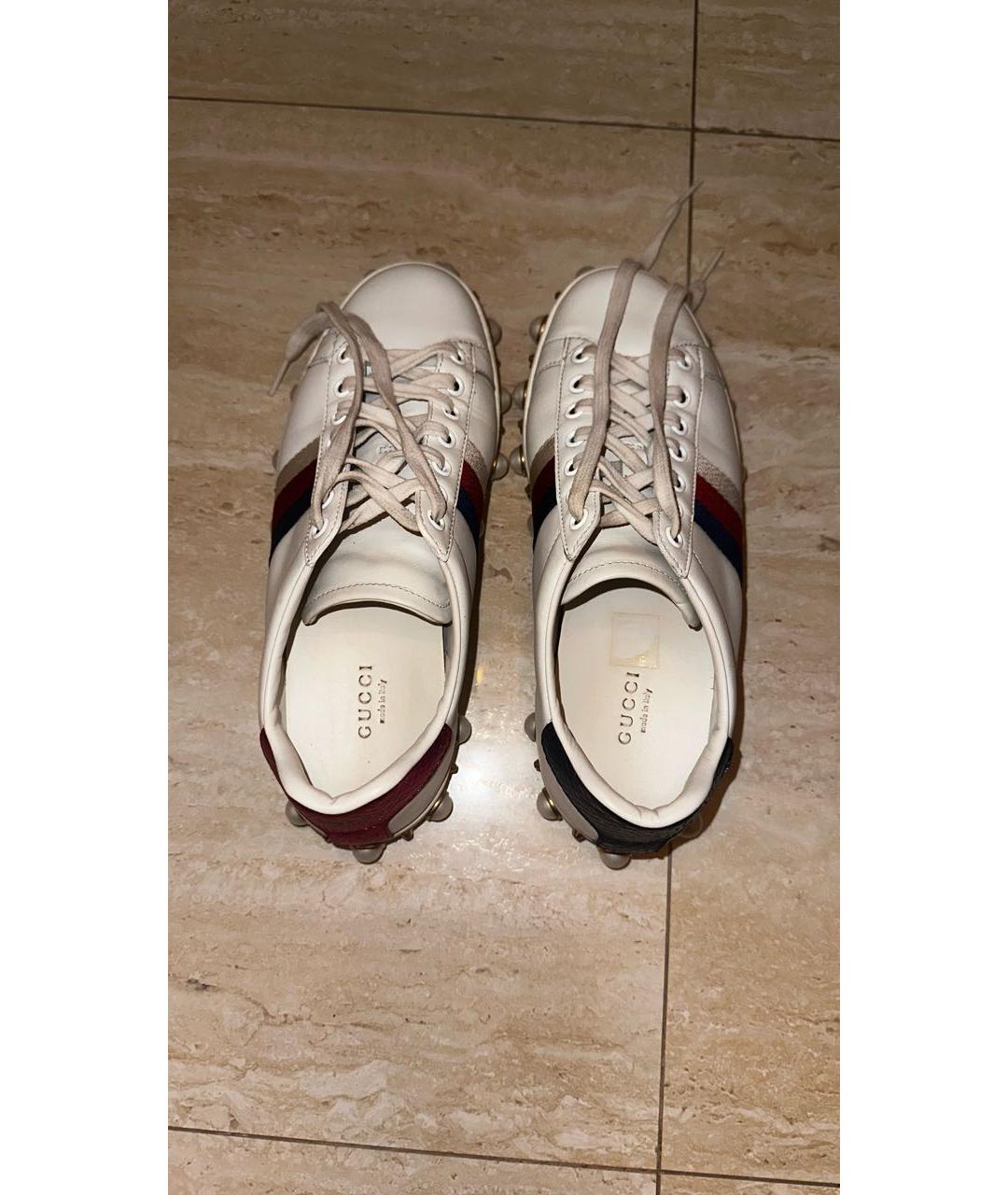 GUCCI Белые кожаные кеды, фото 3