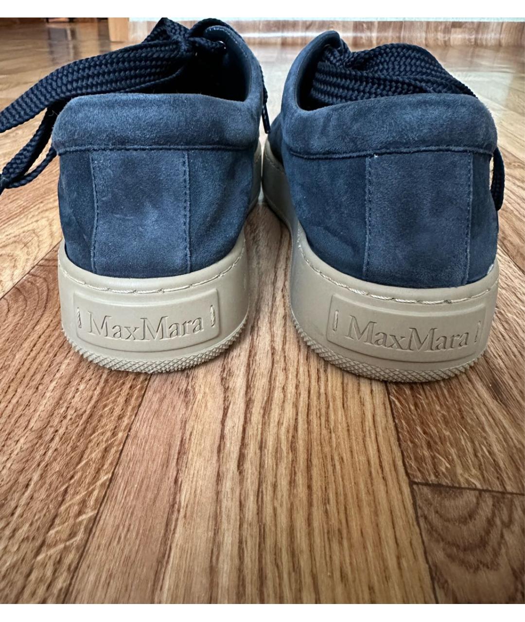 MAX MARA Темно-синие замшевые кроссовки, фото 4