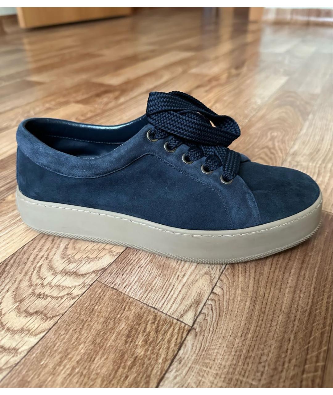 MAX MARA Темно-синие замшевые кроссовки, фото 8