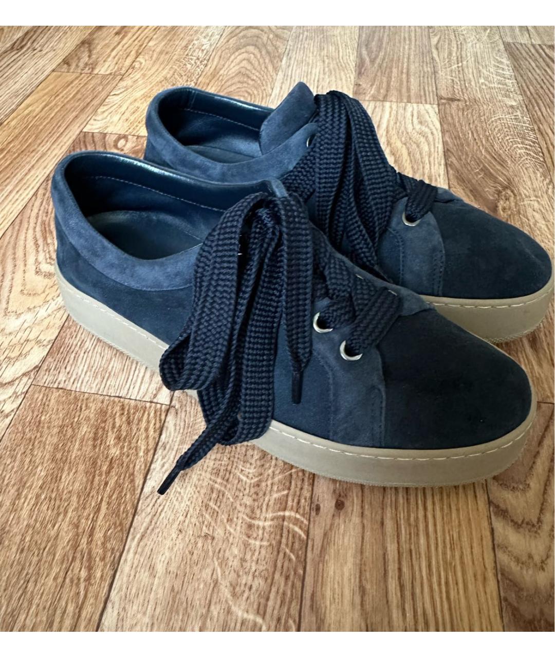 MAX MARA Темно-синие замшевые кроссовки, фото 5