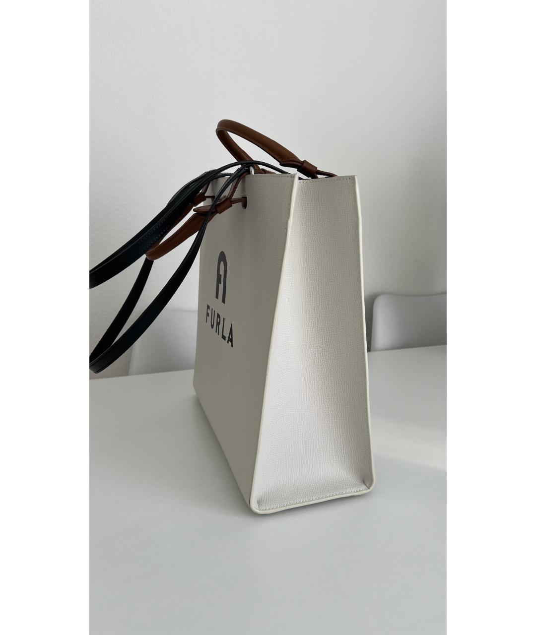 FURLA Белая кожаная сумка тоут, фото 5