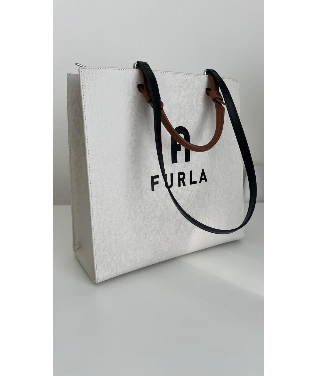 FURLA Белая кожаная сумка тоут, фото 2