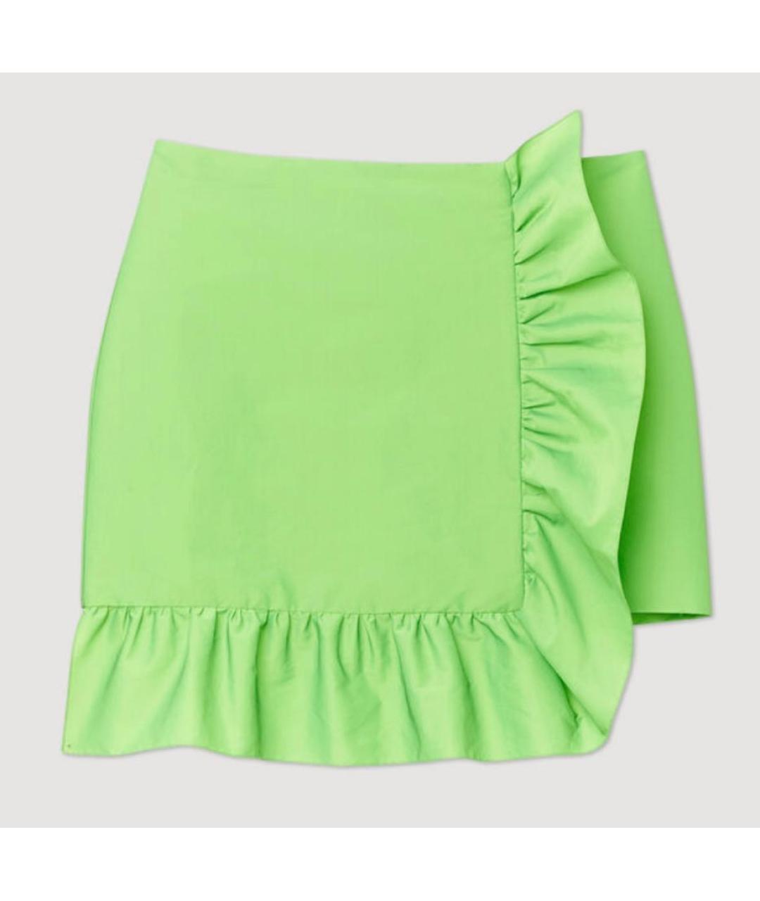 SANDRO Салатовая полиамидовая юбка мини, фото 2