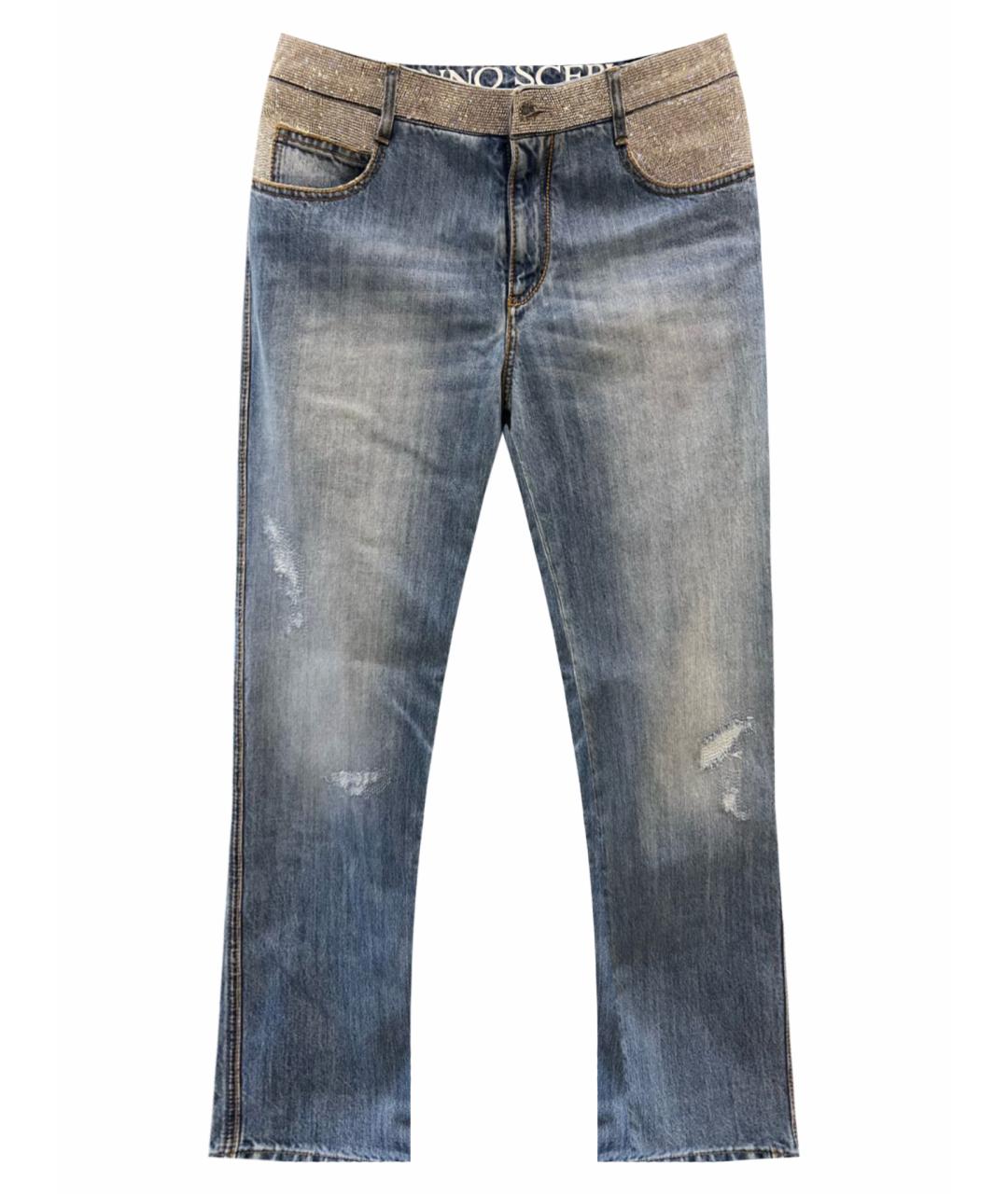 ERMANNO SCERVINO Голубые хлопковые прямые джинсы, фото 1