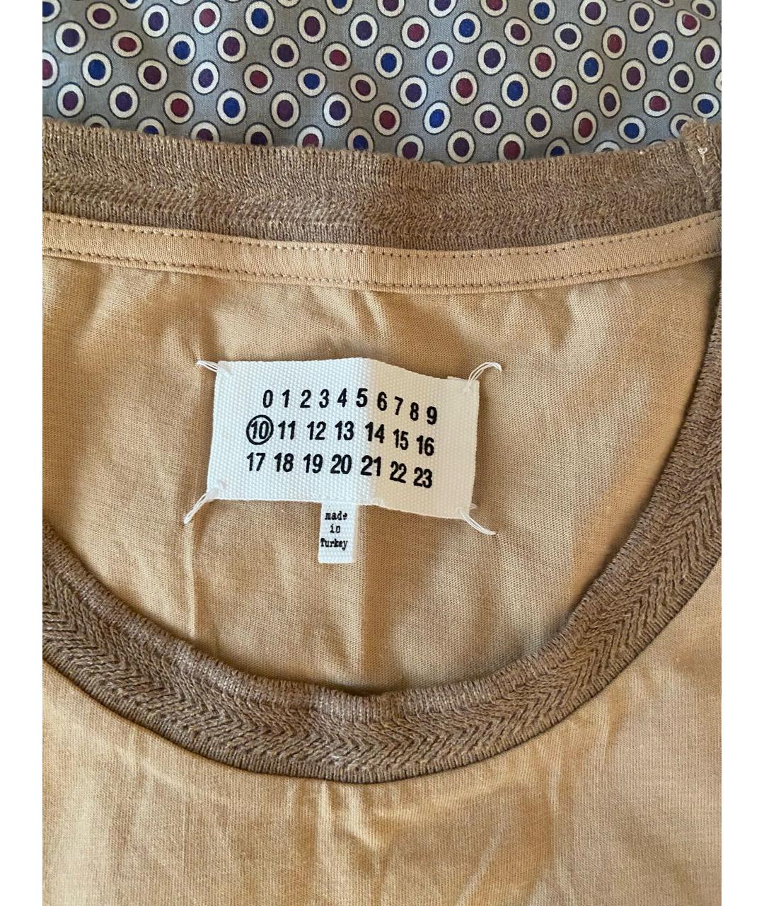 MAISON MARGIELA Бежевая хлопковая футболка, фото 3