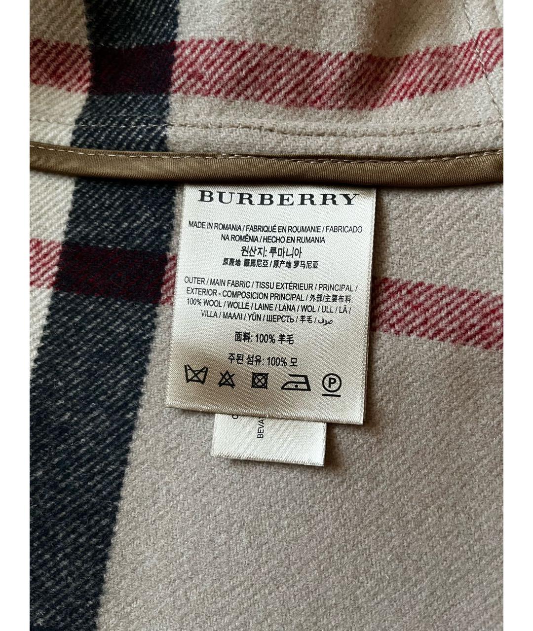 BURBERRY Бежевое шерстяное пальто, фото 5