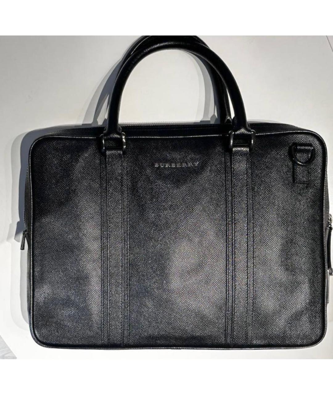 BURBERRY Черный кожаный портфель, фото 2