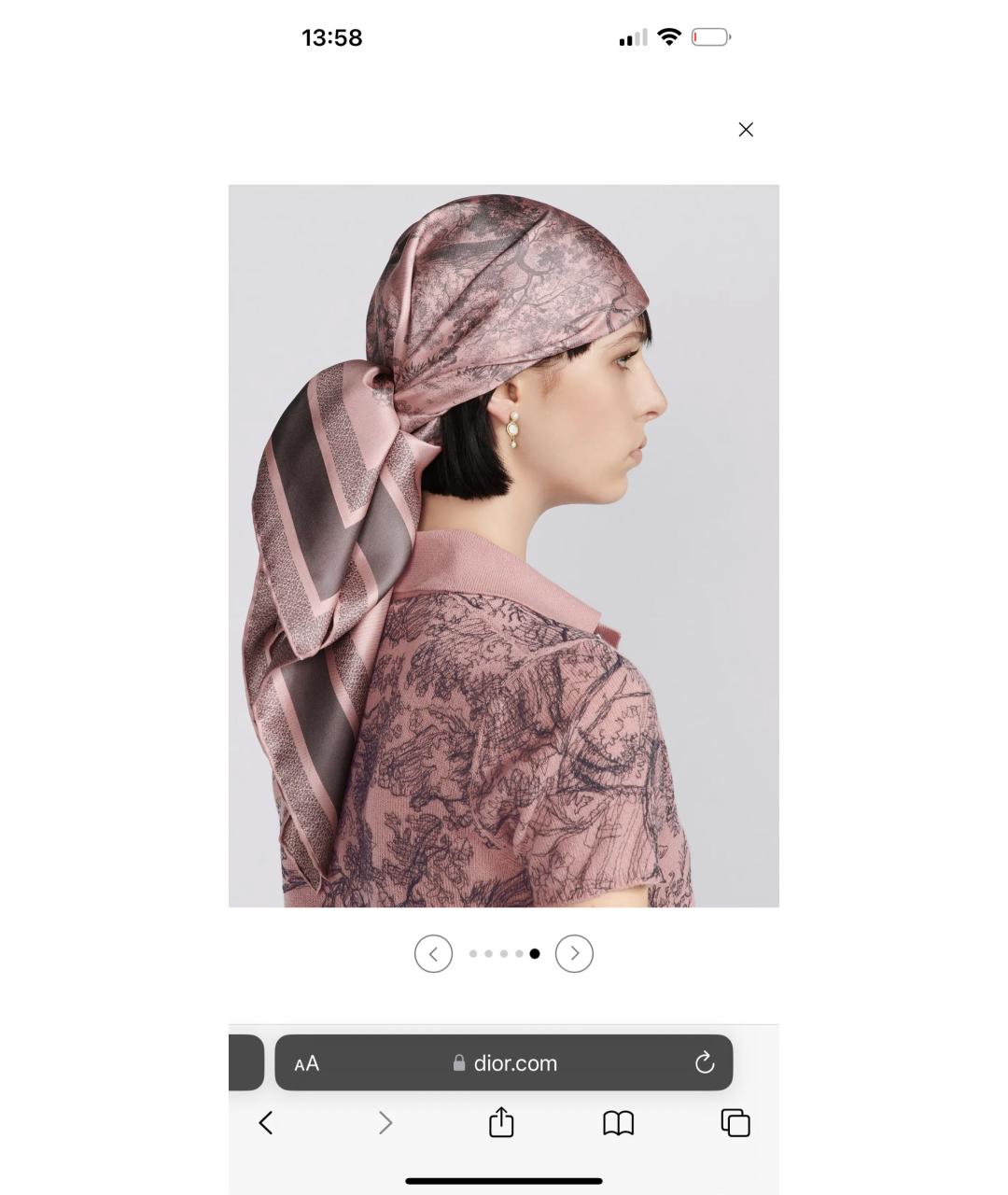 CHRISTIAN DIOR Розовый шелковый платок, фото 7