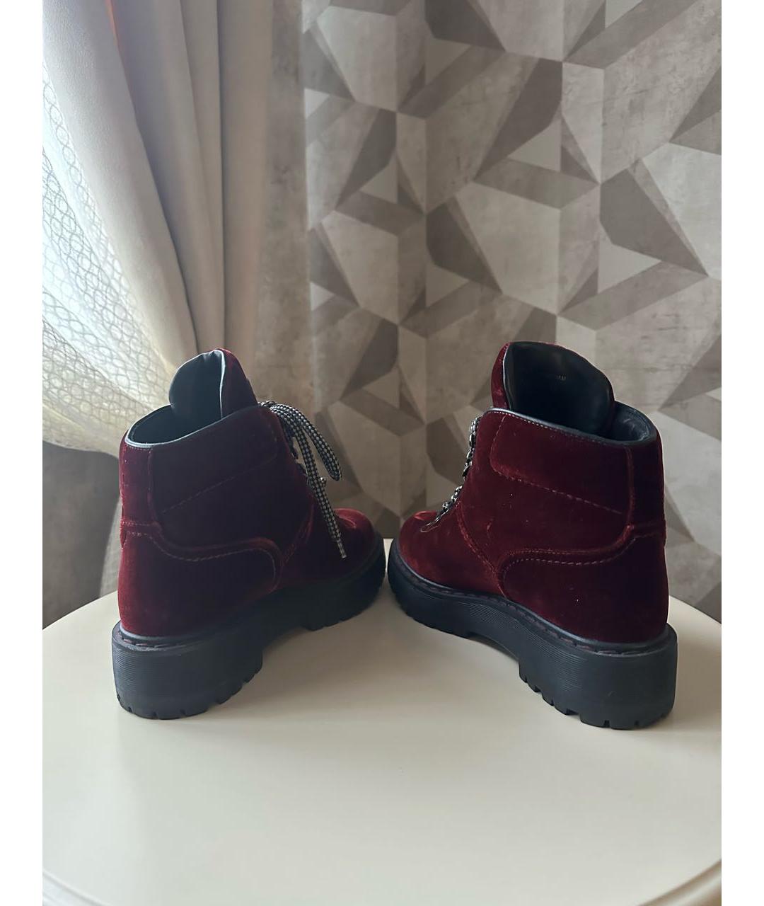 PRADA Бордовые бархатные ботинки, фото 5
