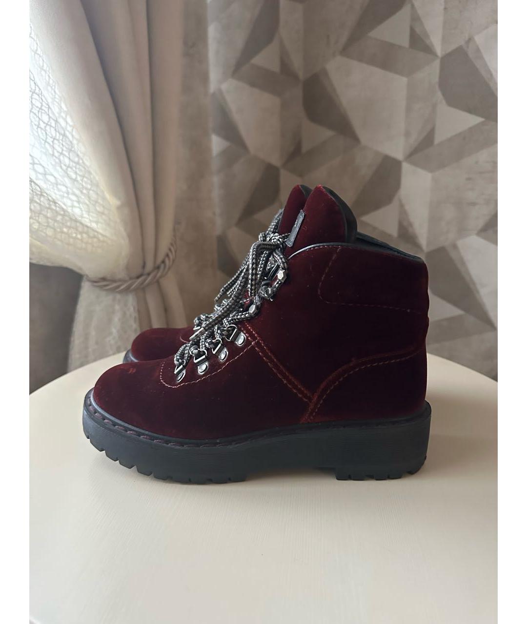 PRADA Бордовые бархатные ботинки, фото 9