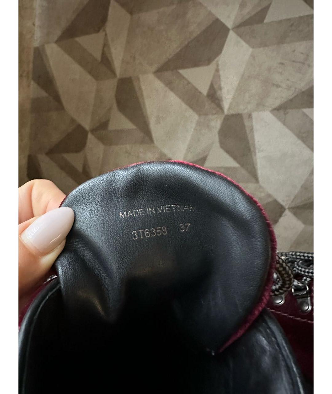 PRADA Бордовые бархатные ботинки, фото 6