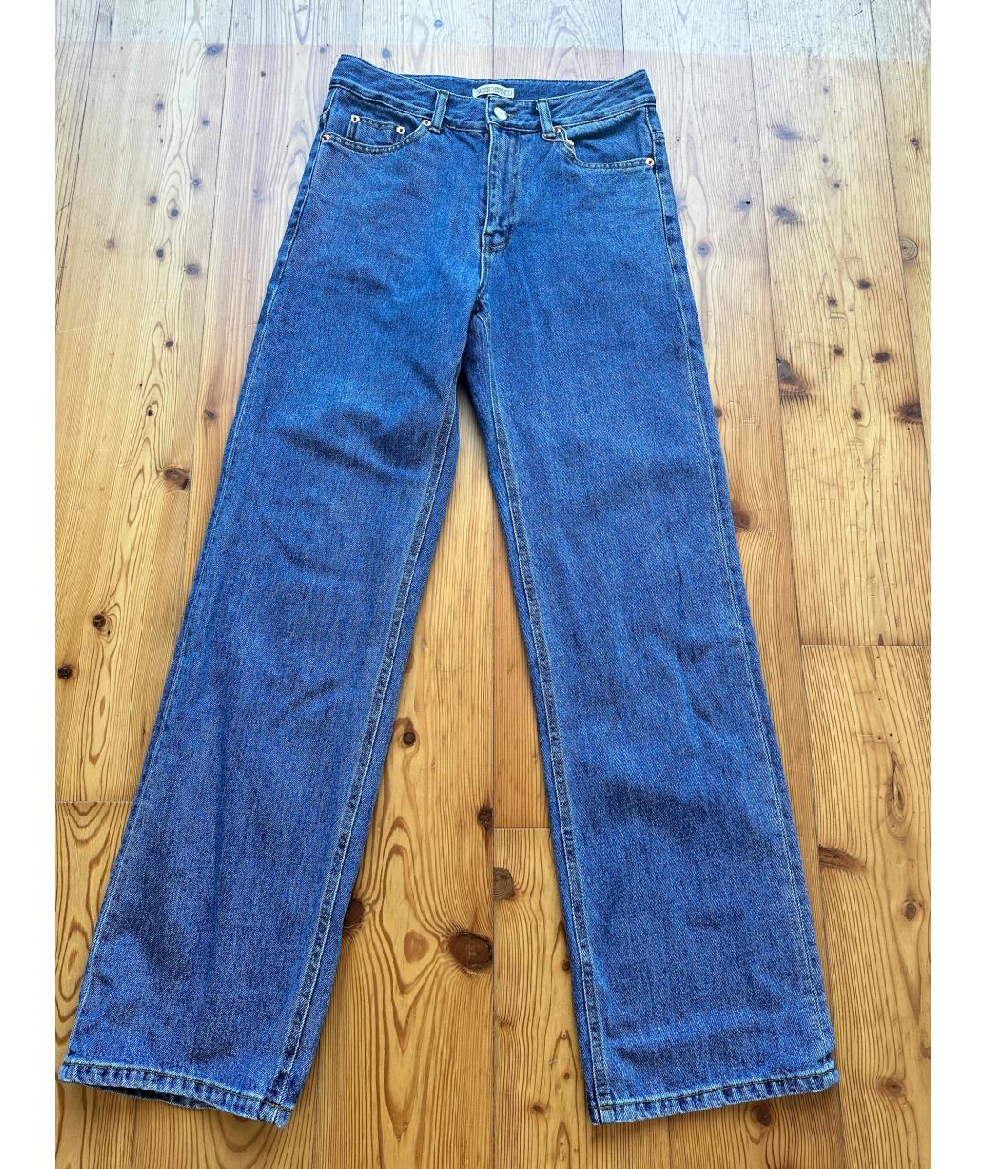 THE FRANKIE SHOP Синие хлопковые прямые джинсы, фото 9