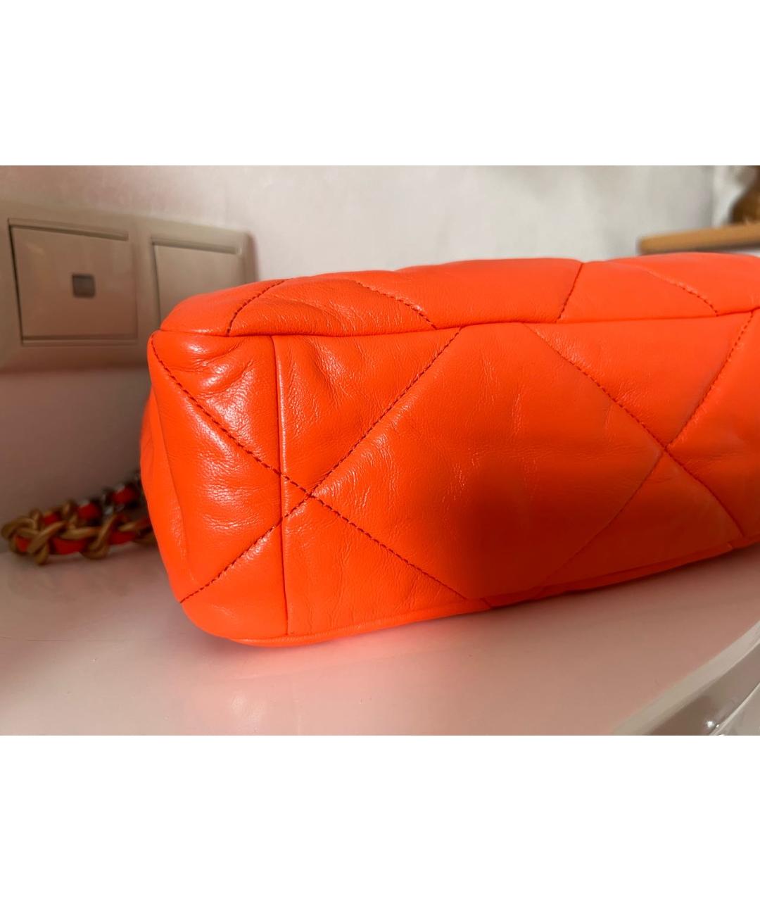 CHANEL PRE-OWNED Оранжевая кожаная сумка через плечо, фото 5