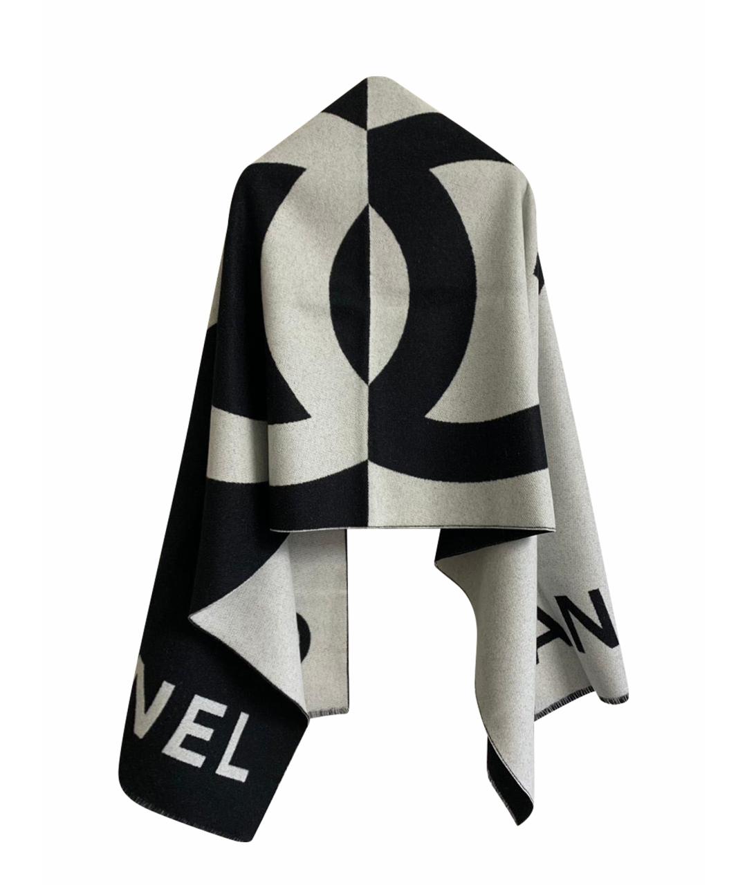 CHANEL Черный кашемировый шарф, фото 1