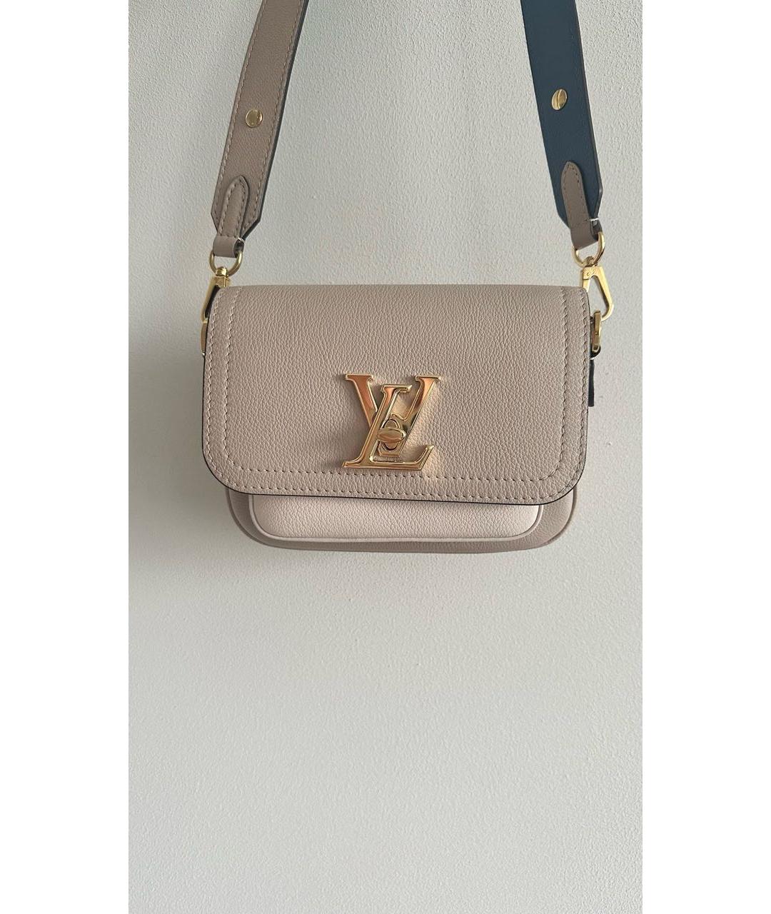 LOUIS VUITTON Бежевая кожаная сумка через плечо, фото 2