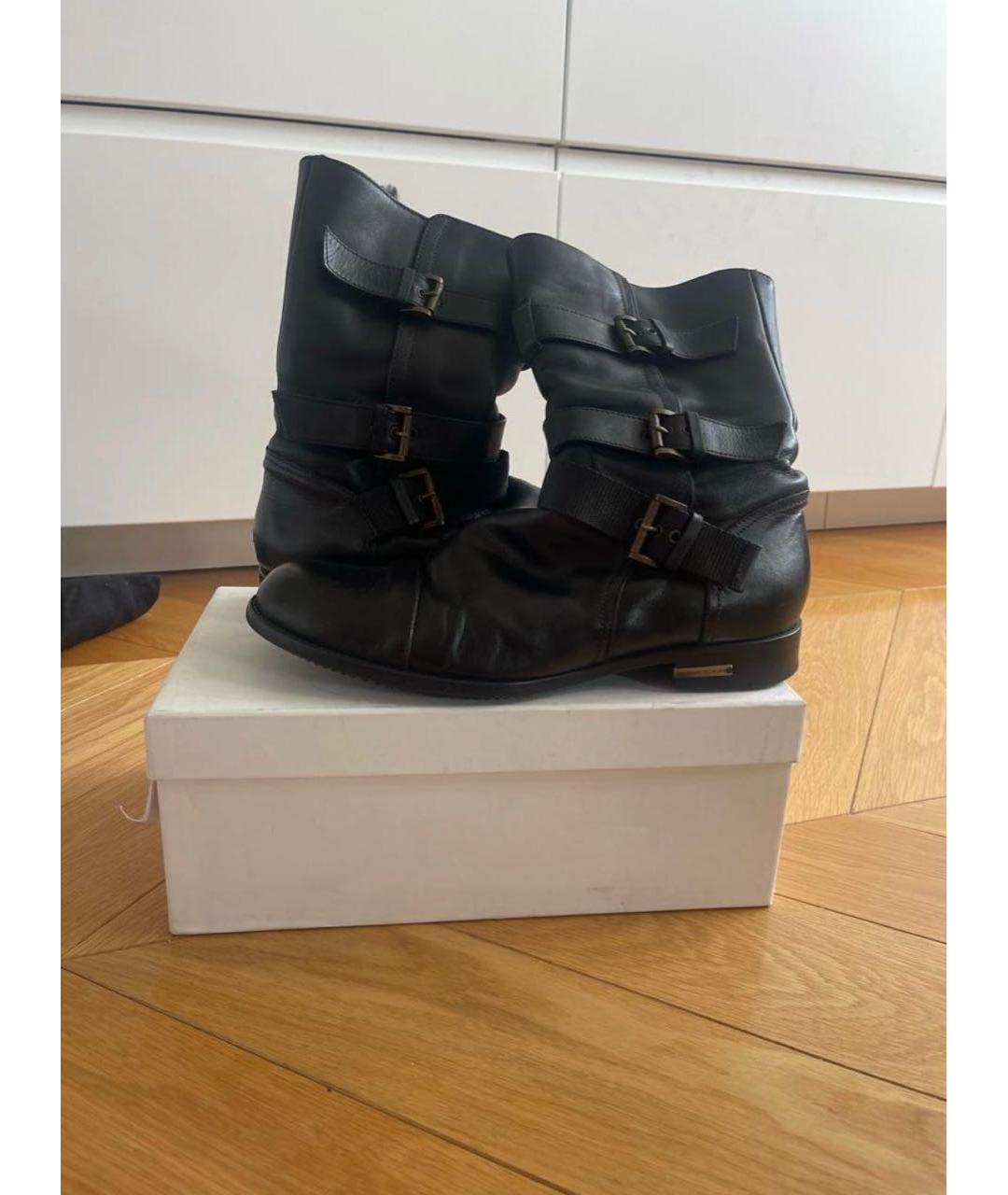 ALESSANDRO DELL'ACQUA Черные кожаные высокие ботинки, фото 6