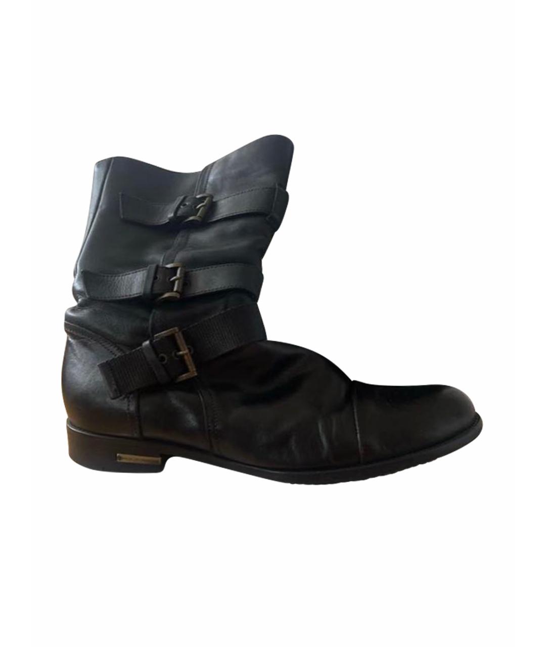ALESSANDRO DELL'ACQUA Черные кожаные высокие ботинки, фото 1