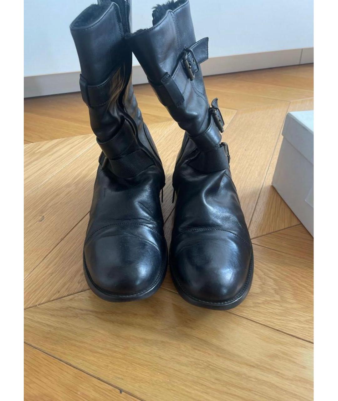 ALESSANDRO DELL'ACQUA Черные кожаные высокие ботинки, фото 2