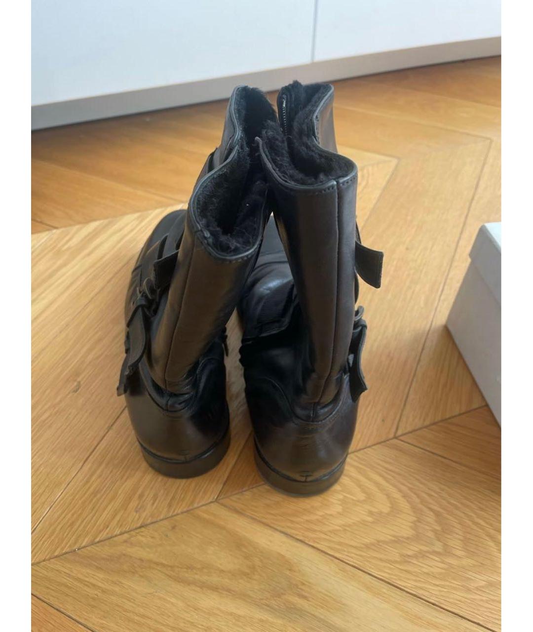 ALESSANDRO DELL'ACQUA Черные кожаные высокие ботинки, фото 3