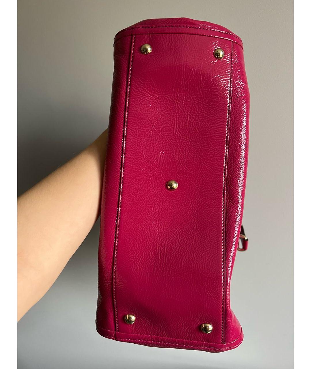 GUCCI Фуксия сумка тоут из лакированной кожи, фото 6