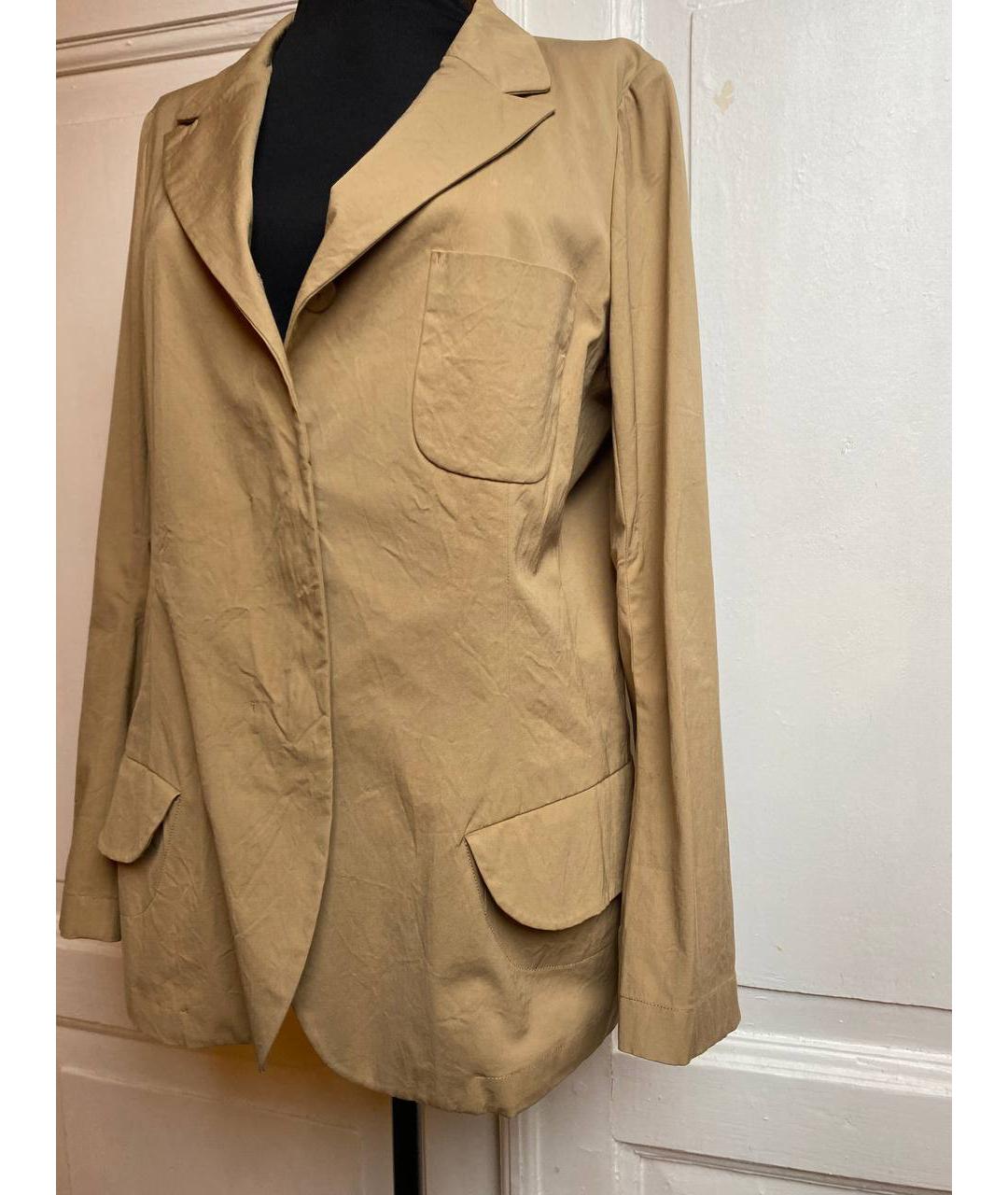 JIL SANDER Бежевый хлопковый жакет/пиджак, фото 3