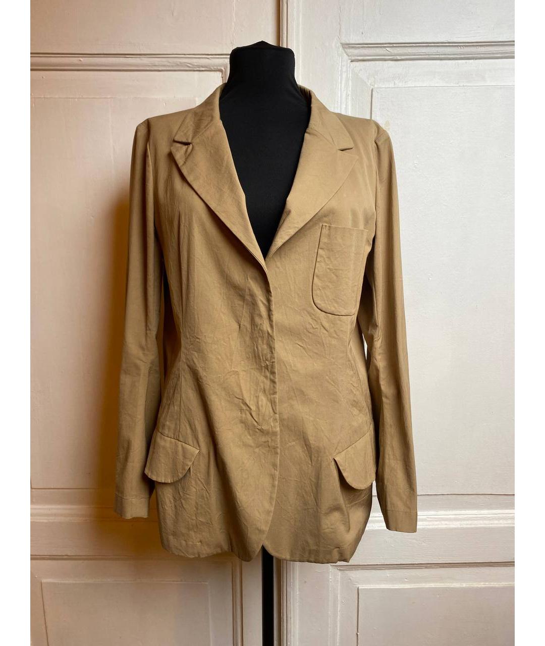 JIL SANDER Бежевый хлопковый жакет/пиджак, фото 6
