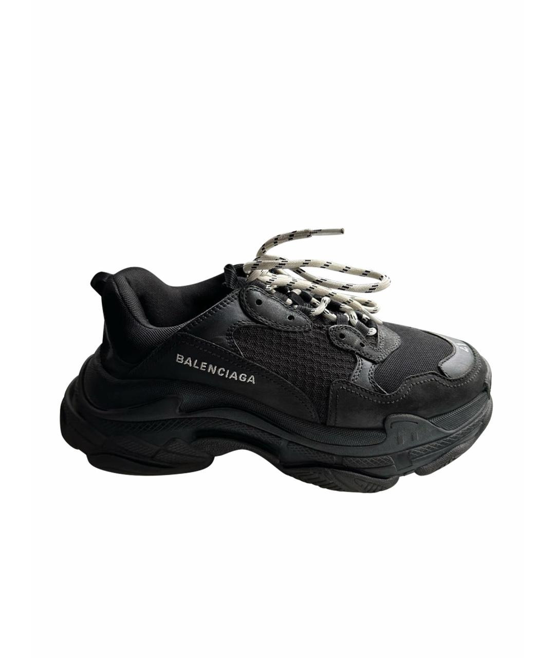 BALENCIAGA Черные текстильные низкие кроссовки / кеды, фото 1