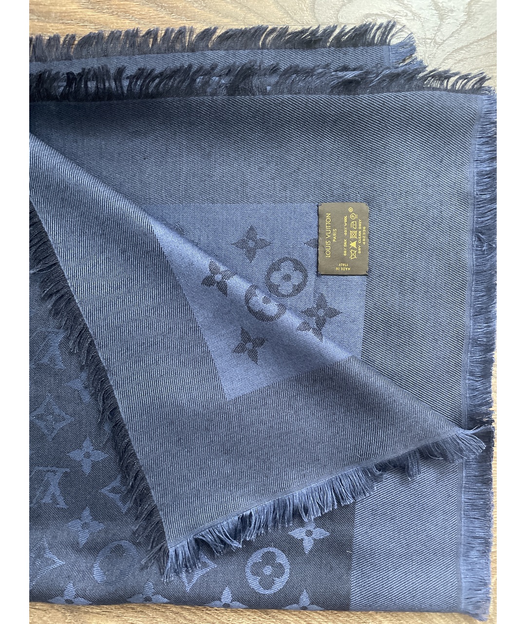 LOUIS VUITTON PRE-OWNED Синий шелковый шарф, фото 5