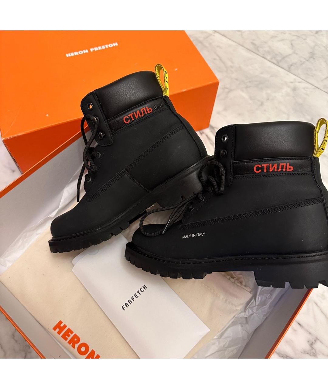 HERON PRESTON Черные кожаные ботинки, фото 5